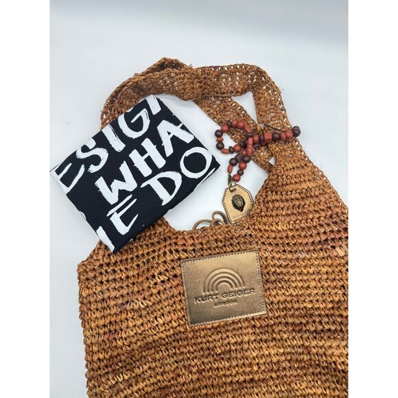 KURT KEIGER London raffia hobo shoulder bag + Dust bag Brown (Defective) - Picture 9 of 10